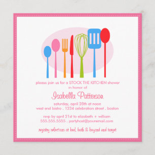Cooking Utensils Stock the Kitchen Bridal Shower Invitation