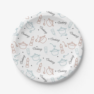 Cooking Well With Love Pattern Paper Plate