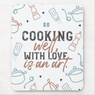 Cooking Well With Love Typography Mouse Mat