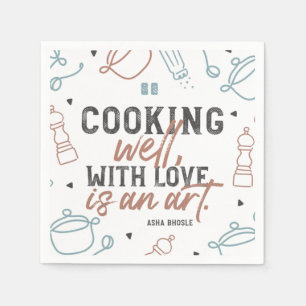 Cooking Well With Love Typography Napkin