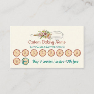 Cooking Whisk Pastry Chef Loyalty Circle Punch Business Card