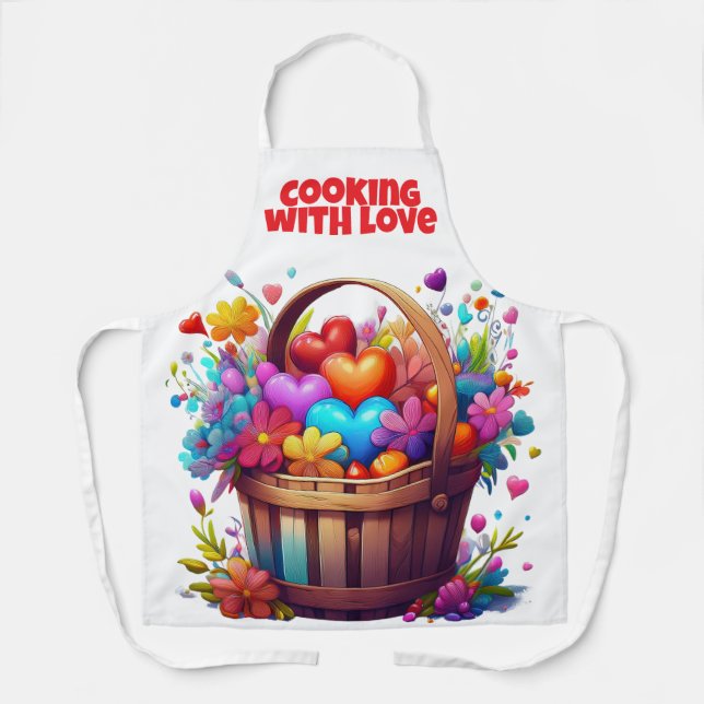 COOKING WITH LOVE All-Over Print Apron, Medium Apron (Front)