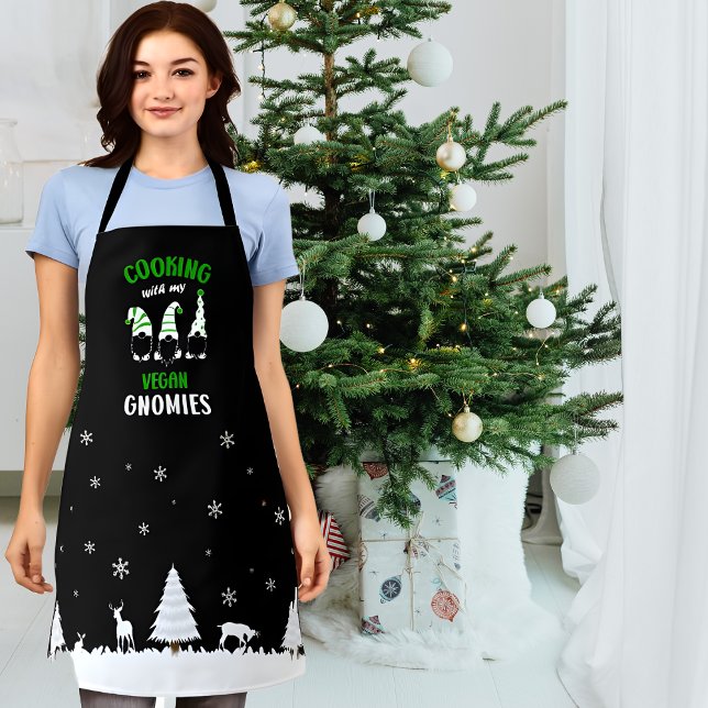 Cooking With My Vegan Gnomies, Vegan kitchen Apron (Creator Uploaded)