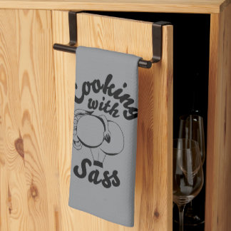 cooking with sass kitchen towel dark grey