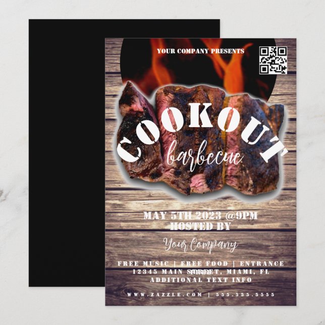 Cookout Barbecue Steak Event Company Party Flyer Invitation (Front/Back)