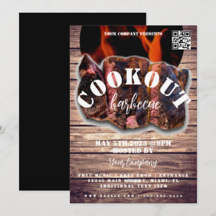 Cookout Barbecue Steak Event Company Party Flyer Invitation