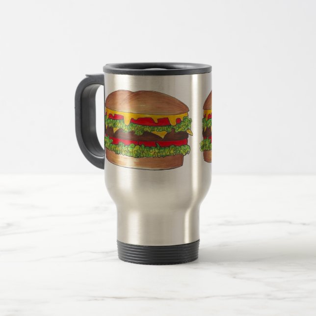 Cookout Hamburger Burger Cheeseburger Fast Food Travel Mug (Front Left)