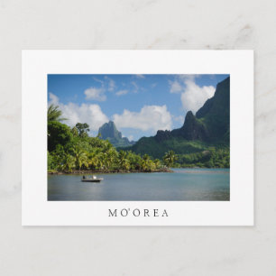 Cook's Bay, Moorea white text postcard