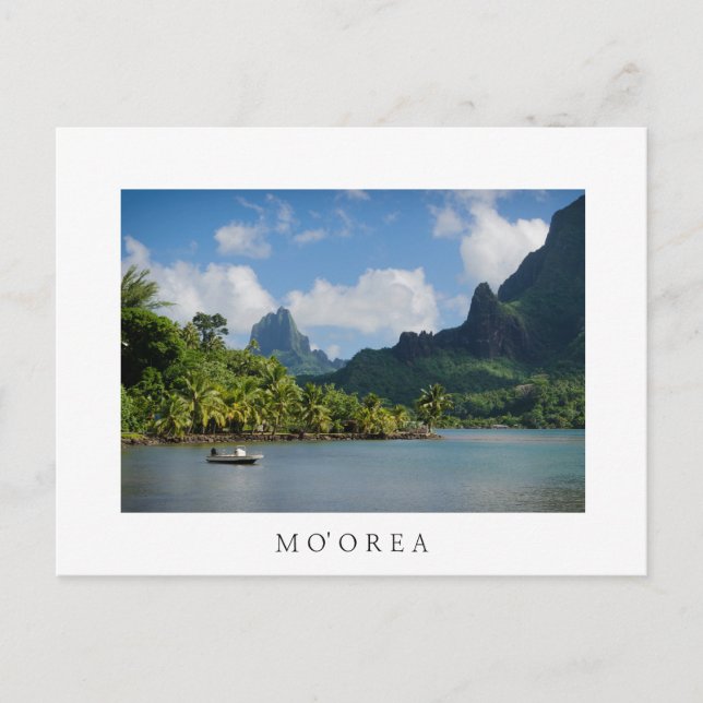 Cook's Bay, Moorea white text postcard (Front)
