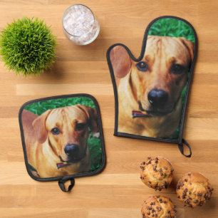 Cooks Gift Idea Personalised Photo Oven Mitt & Pot Holder Set