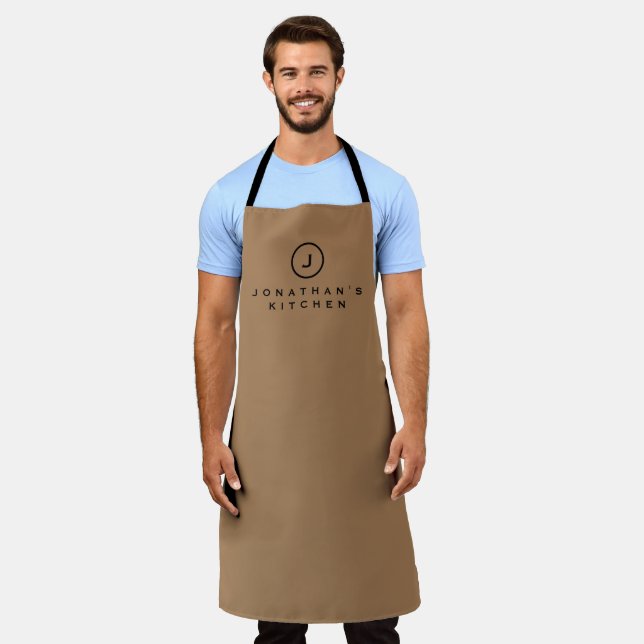 Cook's Kitchen Simple Black & Tan Monogram Apron (Worn)