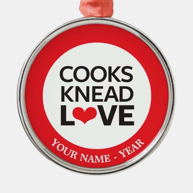 Cooks Knead Love Metal Tree Decoration (Front)