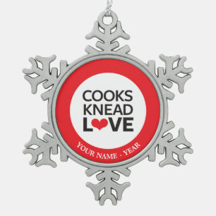 Cooks Knead Love Snowflake Pewter Christmas Ornament