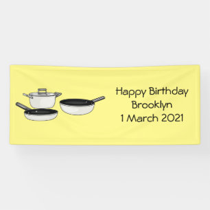 Cookware sets cartoon illustration banner