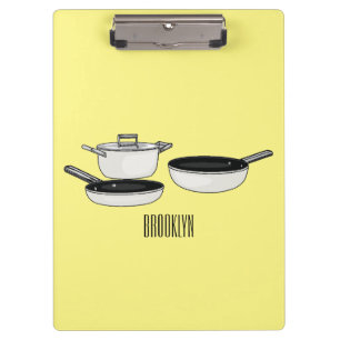 Cookware sets cartoon illustration clipboard