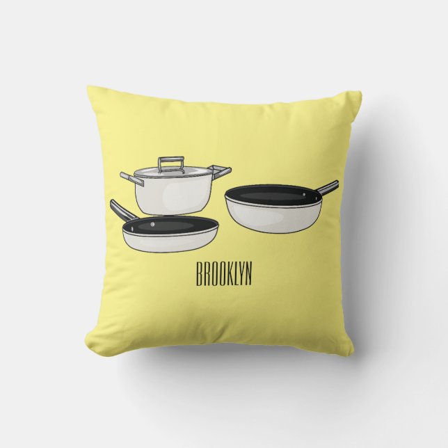 Cookware sets cartoon illustration cushion (Front)