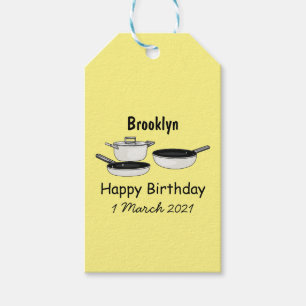 Cookware sets cartoon illustration gift tags