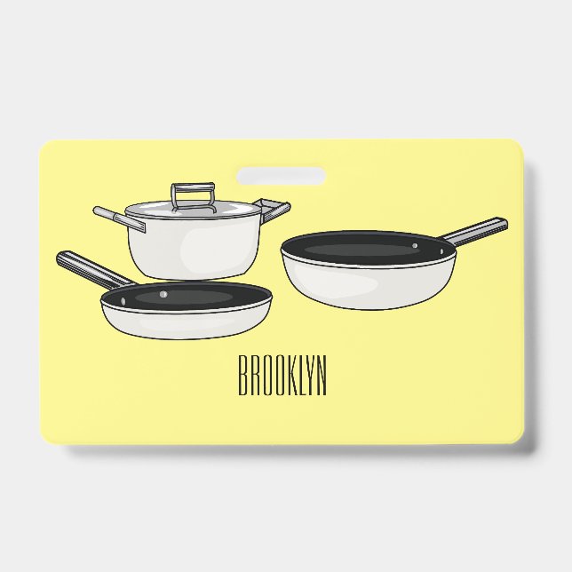Cookware sets cartoon illustration ID badge (Front)