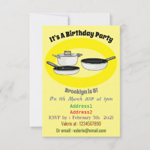 Cookware sets cartoon illustration invitation