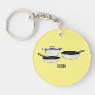 Cookware sets cartoon illustration key ring