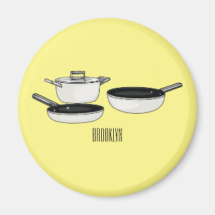 Cookware sets cartoon illustration magnet