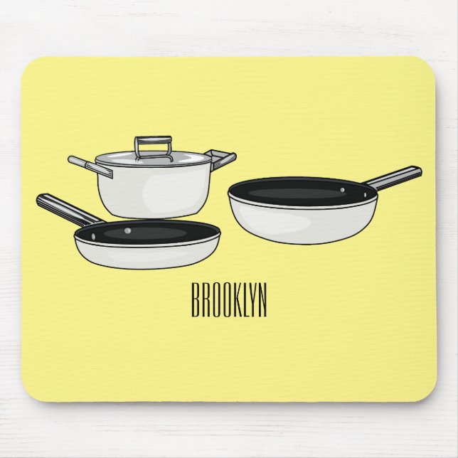 Cookware sets cartoon illustration mouse mat (Front)