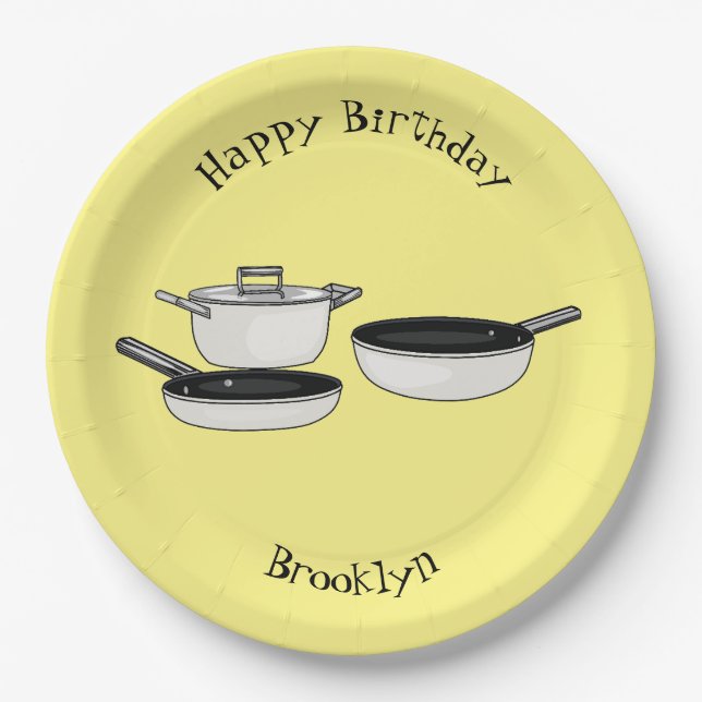 Cookware sets cartoon illustration paper plate (Front)