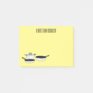 Cookware sets cartoon illustration post-it notes