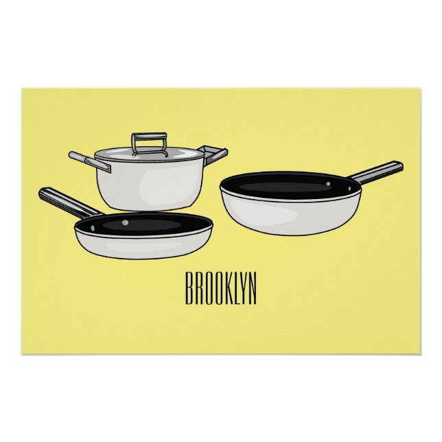 Cookware sets cartoon illustration poster (Front)