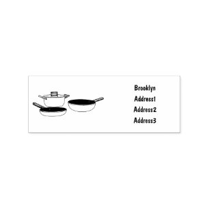 Cookware sets cartoon illustration rubber stamp