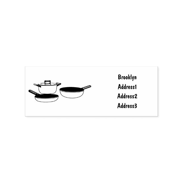 Cookware sets cartoon illustration rubber stamp (Imprint)