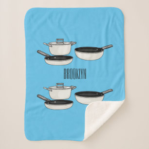 Cookware sets cartoon illustration sherpa blanket
