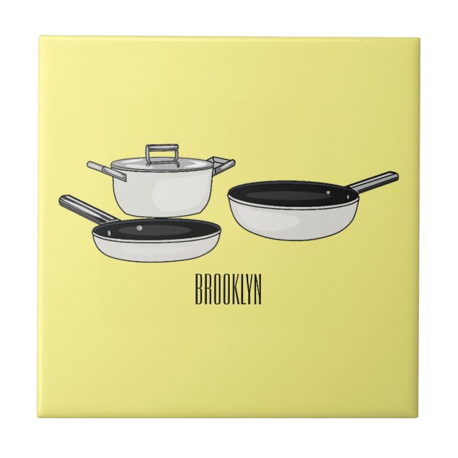 Cookware sets cartoon illustration tile (Front)