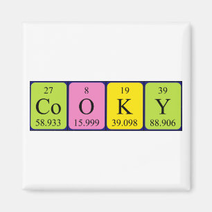 Cooky periodic table name magnet