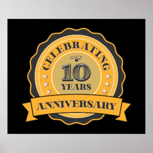 cool 10th Year Anniversary party Poster