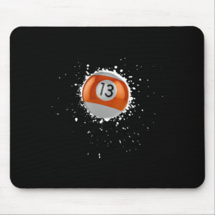 Cool 13-ball Thirteen Pool Billiards Paint Splatte Mouse Mat