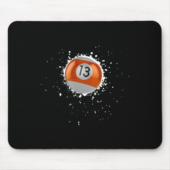 Cool 13-ball Thirteen Pool Billiards Paint Splatte Mouse Mat (Front)