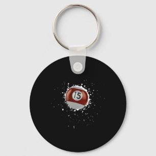 Cool 15-ball Fifteen Pool Billiards Paint Splatter Key Ring