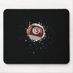 Cool 15-ball Fifteen Pool Billiards Paint Splatter Mouse Mat