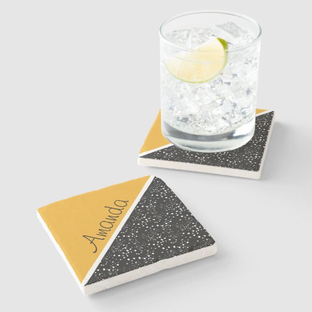 Cool 3 tone design personalised stone coaster (Side)