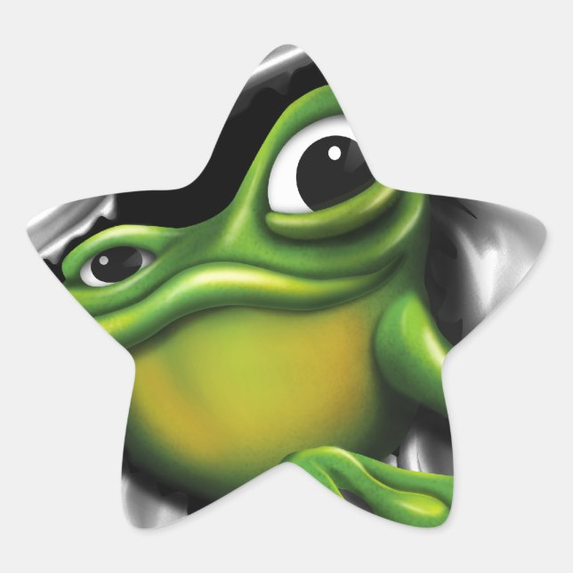 Cool 3d frog star sticker (Front)