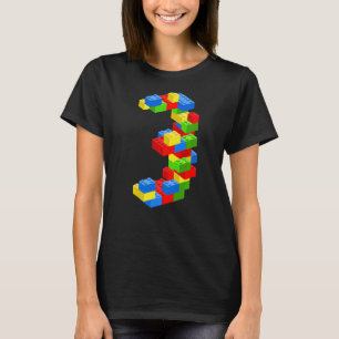 Cool 3rd Birthday Building Blocks 3 Years Old Boy T-Shirt
