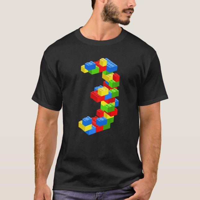 Cool 3rd Birthday Building Blocks 3 Years Old Boy  T-Shirt (Front)