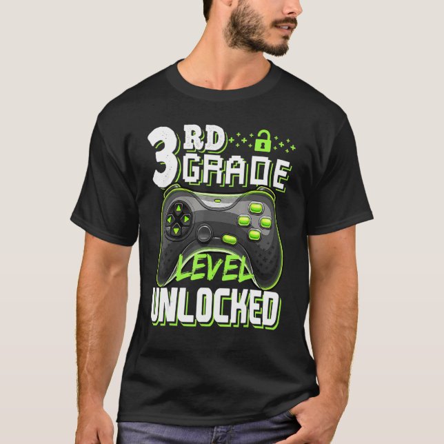 Cool 3rd Grade Level Unlocked Back To School Video T-Shirt (Front)