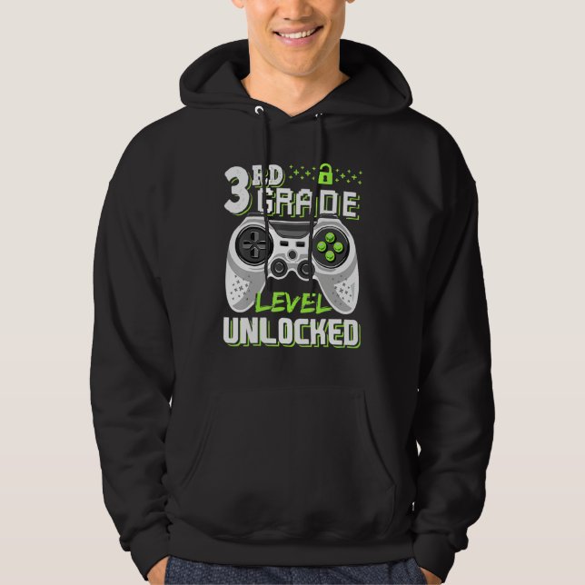 Cool 3rd Grade Level Unlocked Video Game Back To S Hoodie (Front)