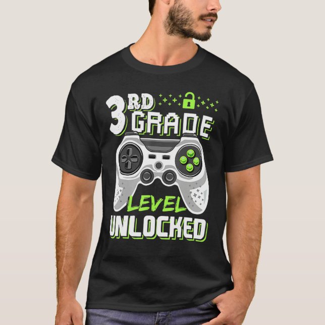 Cool 3rd Grade Level Unlocked Video Game Back To S T-Shirt (Front)