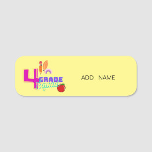 Cool 4th Grade Squad Crew Team Name Tag