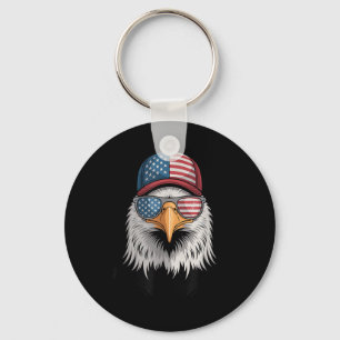 Cool 4th Of July Eagle Usa Flag Sungles Independen Key Ring