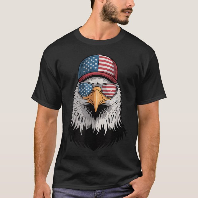 Cool 4th Of July Eagle Usa Flag Sungles Independen T-Shirt (Front)