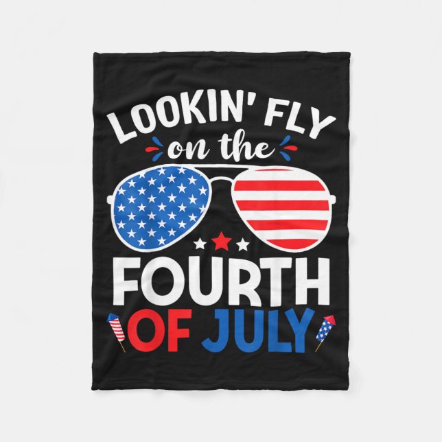 Cool 4th Of July Looking Fly On The 4th Of July Fleece Blanket (Front)